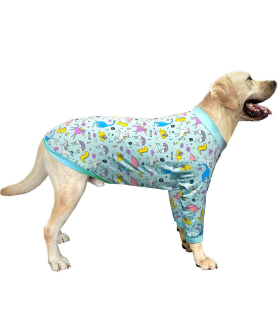 PriPre Dog T Shirts Dinosaur Pattern, Rainbow, Unicorn Dog clothes for Large Medium Small Dogs Breathable Stretchy cotton clothes Dog Pajamas(XXL,Dinosaur Unicorn)