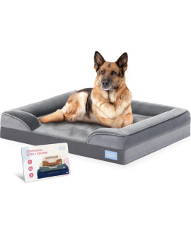 Orthopedic Sofa Dog Bed - Ultra Comfortable Dog Bed for Large Dogs - Breathable & Waterproof Pet Bed- Egg Foam Sofa Bed with Extra Head and Neck Support - (X-Large, Gray)