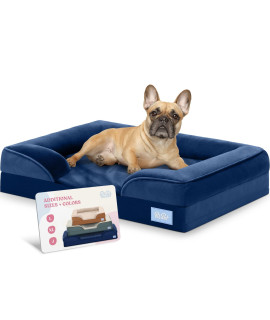 Orthopedic Sofa Dog Bed - Ultra Comfortable Dog Bed for Large Dogs - Breathable & Waterproof Pet Bed- Egg Foam Sofa Bed with Extra Head and Neck Support - (Medium, Blue)