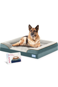 Orthopedic Sofa Dog Bed - Ultra Comfortable Dog Bed for Large Dogs - Breathable & Waterproof Pet Bed- Egg Foam Sofa Bed with Extra Head and Neck Support - (X-Large, Blue & White)