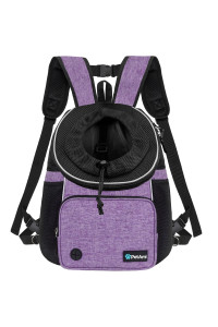 PetAmi Dog Front Carrier Backpack, Adjustable Dog Pet Cat Chest Carrier Backpack, Ventilated Dog Carrier for Hiking Camping Travel, Small Medium Dog Puppy Large Cat Carrying Bag, Max 10 lbs, Purple