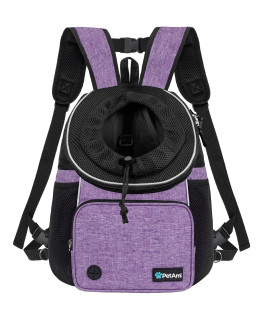PetAmi Dog Front Carrier Backpack, Adjustable Dog Pet Cat Chest Carrier Backpack, Ventilated Dog Carrier for Hiking Camping Travel, Small Medium Dog Puppy Large Cat Carrying Bag, Max 10 lbs, Purple