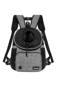PetAmi Dog Front Carrier Backpack, Adjustable Pet Cat Chest Ventilated Dog Carrier for Hiking Camping Travel, Small Medium Puppy Large Cat Carrying Bag, Max 10 lbs, Gray