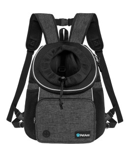PetAmi Dog Front Carrier Backpack, Adjustable Dog Pet Cat Chest Carrier Backpack, Ventilated Dog Carrier for Hiking Camping Travel, Small Medium Dog Puppy Large Cat Carrying Bag, Max 10 lbs, Dark Gray