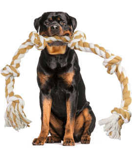 Extra 6-Knot Large Dog Toys Rope For Aggressive Chewers - 3.5 Feet (42 in) Tough Non-dye Cotton Rope Chew Toys For Large Dogs, Indestructible Rope For Large And Medium Breed Dog Tug Of War Toy