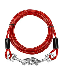 PatiencET Dog Tie Out Cable, 10FT Dog Leads for Yard Up to 60 Pounds, 5 mm Heavy Duty Reflective Dog Outdoor Leash Cable for Camping Backyard Running (Red)