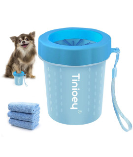 Dog Paw cleaner for Small Dogs (with 3 Absorbent Towels), Dog Paw Washer, Paw Buddy Muddy Paw cleaner, Pet Foot cleaner (Small, Blue)