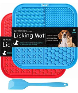 Licking Mat for Dogs & Cats 2 Pack, Diswasher Safe, Slow Feeder Lick Pat for Puppy Pets Supplies, Anxiety Relief Dog Toys Feeding Mat for Butter Yogurt Peanut, Pets Bathing Training Mat