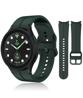galaxy Watch 5 Pro 45mm Bandsgalaxy Watch 5 Bands 44mm 40mm, Sport Bands compatible with Samsung galaxy Watch 4 40 44mmgalaxy Watch 4 classic 42 46mm Straps, 20mm Adjustbale Soft Silicone Replacment Wristband for Women Men girl (Official green)