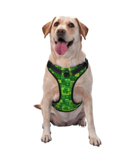 Dog Harness StPatrick Day green colors Pet Adjustable Outdoor Vest Harnesses Medium