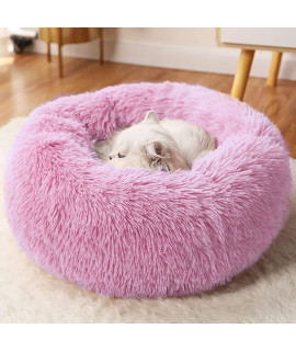 Dog Bed cat Bed, Round Washable Plush Warm Dog Bed Pet Bed with Anti Slip Bottom Suitable for cat and SmallMedium Dogs(Pink)
