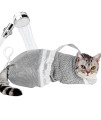 Ameami Cat Bathing Bag Adjustable Cat Grooming Net Bag Anti-bite & Anti-Scratch Cat Bath Washing Restraint Bag, Breathable Mesh Cat Grooming Bag for Shower, Nail Trimming, Injection