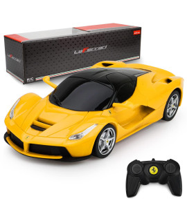 ZMZ Remote control car 1:24 Scale Ferrari LaFerrari, Electric Sport Racing Hobby Toy car, Suitable Rc cars for Adults & Kids, Halloween christmas Birthday gifts for Boys and girls (Yellow)