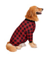 HDE Dog Pajamas One Piece Jumpsuit Lightweight Dog PJs Shirt for M-3XL Dogs Buffalo Plaid - M