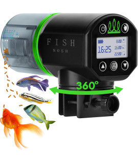 FISHNOSH Automatic Fish Feeder for Aquarium - New Generation 2023, Auto Food Dispenser with Timer for Small Tank, Big Aquariums & Pond - Battery-Operated Feeders for Goldfish, Koi, & More on Weekend