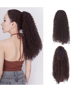 JHZSJF Drawstring Hair Ponytail 56 OZ 18 Long curly Wave Wrap Around Pony TailS Hair Extensions Natural Synthetic Heat Resistant Natural Soft clip In Ponytail Extension For Women girls Dark Brown