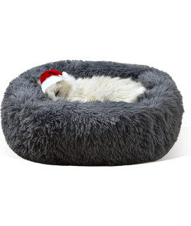 Gavenia Cat Bed for Indoor Cats,22 inch Soft Long Plush Cushion Washable Pet Bed Calming Self-Warming Square Cat and Dog Bed Anti-Slip & Waterproof Bottom Cushion (22 x 18 x 7 inch, Dark Grey)