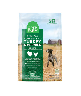 Open Farm Homestead Turkey and Chicken Grain-Free Dry Dog Food, 100% Certified Humane Poultry Recipe with Non-GMO Superfoods and No Artificial Flavors or Preservatives, 11 lbs