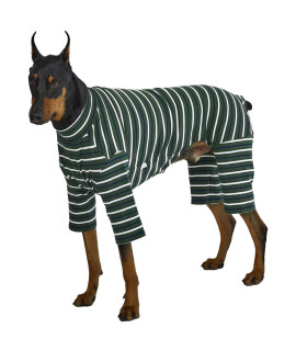 Lucky Petter Dog Pajamas for Small Dog Basic Onesie Doggie Jammies Dog Shirt Stretchable Dog Jumpsuit Bodysuit pjs (4X-Large, Stripe green)