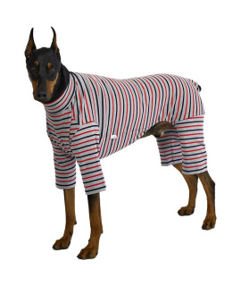 Lucky Petter Dog Pajamas for Small Dog Basic Onesie Doggie Jammies Dog Shirt Stretchable Dog Jumpsuit Bodysuit pjs (4X-Large, Stripe gray)