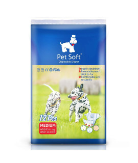 Pet Soft Doggie Diapers - Disposable Dog Diapers for Female in Heat Period or Urine Incontinence, Puppy & Cat Diapers Ultra Absorbent 12pcs Medium
