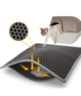 Topcovos Cat Litter Mat, Litter Mat Double Layer Honeycomb Trapping Mat, Easy Clean Litter Box Mat EVA Phthalate Free Kitty Litter Mat