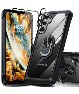 gOLDJU for Samsung galaxy A14 5g case, galaxy A14 case with 1P Screen Protector] 1P camera Lens Protector] Metal Kickstand] 10FT Military grade Drop Protection] clear Back 2023(Black)