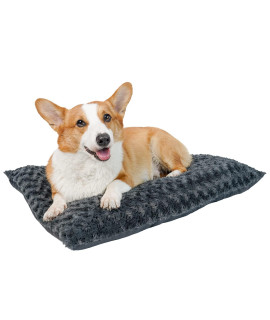 DOGKE Small Washable Dog Bed Deluxe Fluffy Plush Dog Crate Pad,Dog Beds Made for Large, Medium, Small Dogs and Cats, Anti-Slip Dog Crate Bed for Sleeping and Anti Anxiety, 21x16, Dark Grey