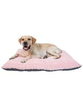 DOGKE Extra Large Washable Dog Bed Deluxe Fluffy Plush Dog Crate Pad,Dog Beds Made for Large, Medium, Small Dogs and Cats, Anti-Slip Dog Crate Bed for Sleeping and Anti Anxiety, 38x25,Pink
