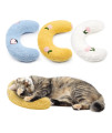 ucho Pillow for cats, 3-Pack Ultra Soft Fluffy cat Bed Pillow Half Donut cuddler, U-Shaped Pillow for Pet cervical Protection Sleeping Improve-Yellow Blue White