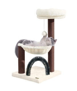 HOOPET cat Tree,27.8 INCHES cat Tower for Indoor Cats, Multi-Level Cat Tree with Scratching Posts Plush Basket & Perch for Play Rest, Cat Activity Tree with Dangling Ball for Kittens/Small Cats