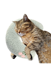 ucho Pillow for cats, Ultra Soft Fluffy Pet calming Toy Half Donut cuddler, U-Shaped Pillow for Pet cervical Protection Sleeping Improve- green