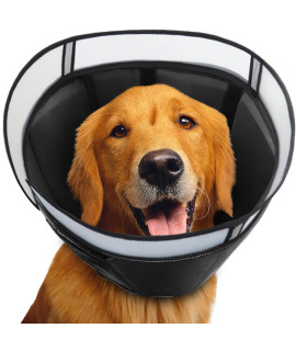 INKZOO Dog Cone Collar for After Surgery, Soft Pet Recovery Collar for Dogs and Cats, Adjustable Cone Collar Protective Collar for Large Medium Small Dogs Wound Healing (Black, Large)