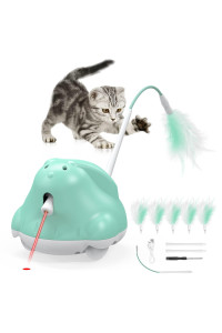 Pawaboo Automatic Laser cat Toys, Hand-Free Electronic cat Toy with Light & Feathers, USB Rechargeable cat Feather Teaser Toy with 3 Modes for Indoor Kittencats, Rabbit Shaped cat Interactive Toys