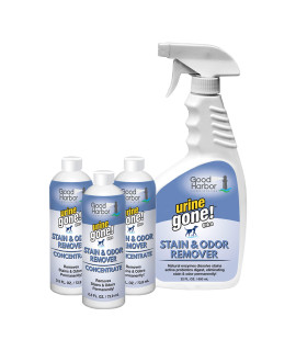 Urine Gone Stain & Odor Remover Concentrate: Fast-Acting, Natural Probiotic Enzymes, eliminate Stain matter & Odor on Carpet, Floor, & More. Helps Stop Pet Marking. Spray bottle + 3 fills (66 oz.)