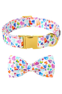 Lionet Paws Valentines Day Dog Collar with Bowtie, Dog Bowtie Collar with Metal Buckle for Dogs and Cats, Adjustable Comfortable Dog Collar Girl Boy Gift,XXS, Neck 7-11 in