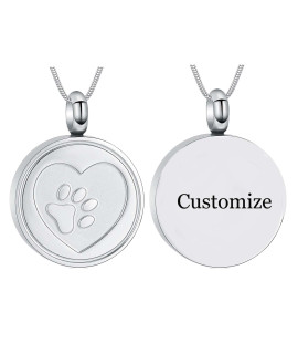 VCCWYQK Cremation Jewelry for Ashes for Pet Keepsake Urn Necklaces with Cat Dog Paw Print Holder Pet's Ashes Pendant Memorial Gifts for Friend(Customize)
