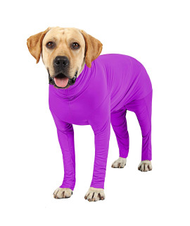 Due Felice Dog Onesie Surgical Recovery Suit for After Surgery Pet Anti Shedding Bodysuit Long Sleeve Anxiety Shirt for Female Male Dog Purple/XXXL