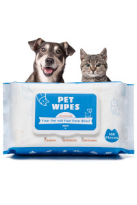 Tetesol Dog Wipes for Pets Cats-100 Count All Purpose Unscented Wet Wipes for Paw Butt Cleaning,Grooming,AlcoholFree,Vitamin E,pH Balanced, 100% Natural