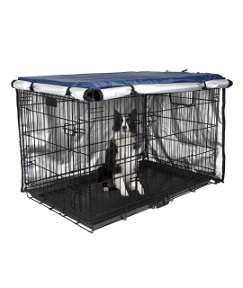 Dog crate cover 36 inch - Double Door, Dog Kennel Indoor, Waterproof Dog Kennel cover with Air Vent Window, for IndoorOutdoor Most Wire Dog crate(Navy Blue)