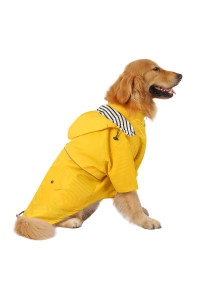 HDE Dog Raincoat Double Layer Zip Rain Jacket with Hood for Small to Large Dogs Yellow - 3XL