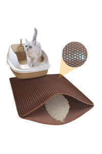 cat Litter Trapping Mat,Litter Box Mat,Honeycomb Double Layer Design,Kitty Litter Mats for Floor Waterproof Urine Proof,Easy clean Scatter control,236 x 177Brown