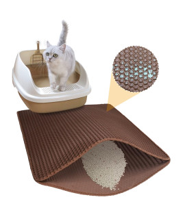 cat Litter Trapping Mat,Litter Box Mat,Honeycomb Double Layer Design,Kitty Litter Mats for Floor Waterproof Urine Proof,Easy clean Scatter control,236 x 177Brown