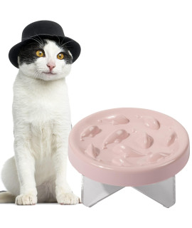 Slow Feeder Bowl for Cats and Small Dogs,Cilkus Fish Pool Design, Fun Interactive Bloat Stop Puzzle Feeder Bowl Healthy Eating Diet Made of Melamine Food (Pink, Bowl+Bracket-Small)