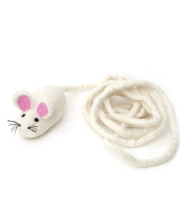glaciart One Felt Mouse cat Toy - Soft Fuzzy Enrichment 100% Natural Wool Toy - Interactive catnip Play cat Toy Set - Safe for Pets, Non-AZO colored Dyes - 100A Long