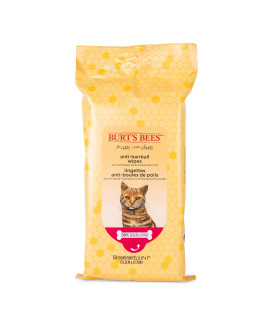 Burt's Bees for Pets Anti-Hairball Cat Wipes Grooming Cat Wipes For Hairball Control Cruelty Free, Sulfate & Paraben Free, pH Balanced for Cats - Made in the USA, 50 Ct