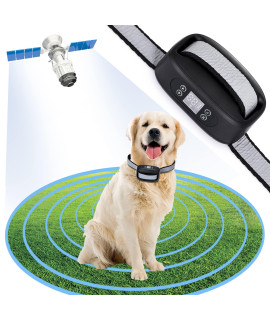 WIEZ GPS Wireless Dog Fence, Electric Dog Fence for Outdoor, Pet Containment System, Waterproof, Adjustable Range 98-3000 FT, Harmless and Suitable for All Medium and Large Dogs