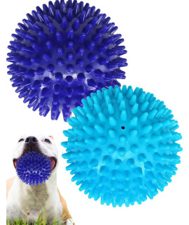 Pweituoet 2 Pack 4.5? Heavy Duty Squeaky Dog Ball for Medium Large Dogs, Spikey Dog Ball Toys for Clean Teeth and Training, Large Dog Toys for Aggressive Chewers