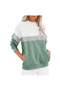 Womens causal Loose crewneck Sweatshirt Plus Size 2147 Fall Fashion Long Sleeve Striped Pullover Tops Trendy coat