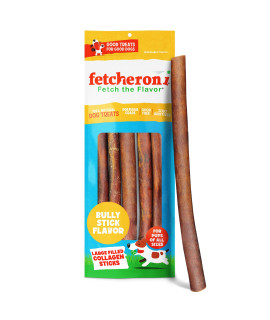 FETCHERONI Dog Chews Long Lasting Bully Stick and Rawhide Alternative. Healthy Beef Collagen Sticks for Dogs. 12 Inch Tasty Dog Treat That Your Dog Will Love. (5 Pack)